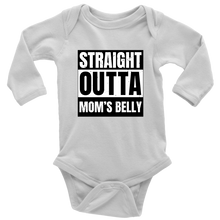 Load image into Gallery viewer, Straight Outta Mom's Belly Baby Bodysuit - Long Sleeve