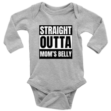 Load image into Gallery viewer, Straight Outta Mom's Belly Baby Bodysuit - Long Sleeve